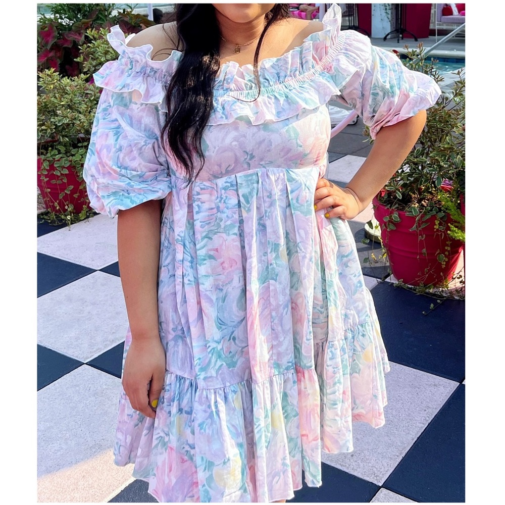 Selkie Cherub Dress in Lily Print (Sz. XL)